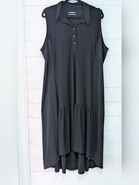 Pennington's Active Zone Black Sleeveless Athletic Polo Dress Plus Size 1X